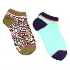 Ladies Organic Cotton and Recycled Yarn Khaki/Pink Camo Sock Duo by Peace of Mind